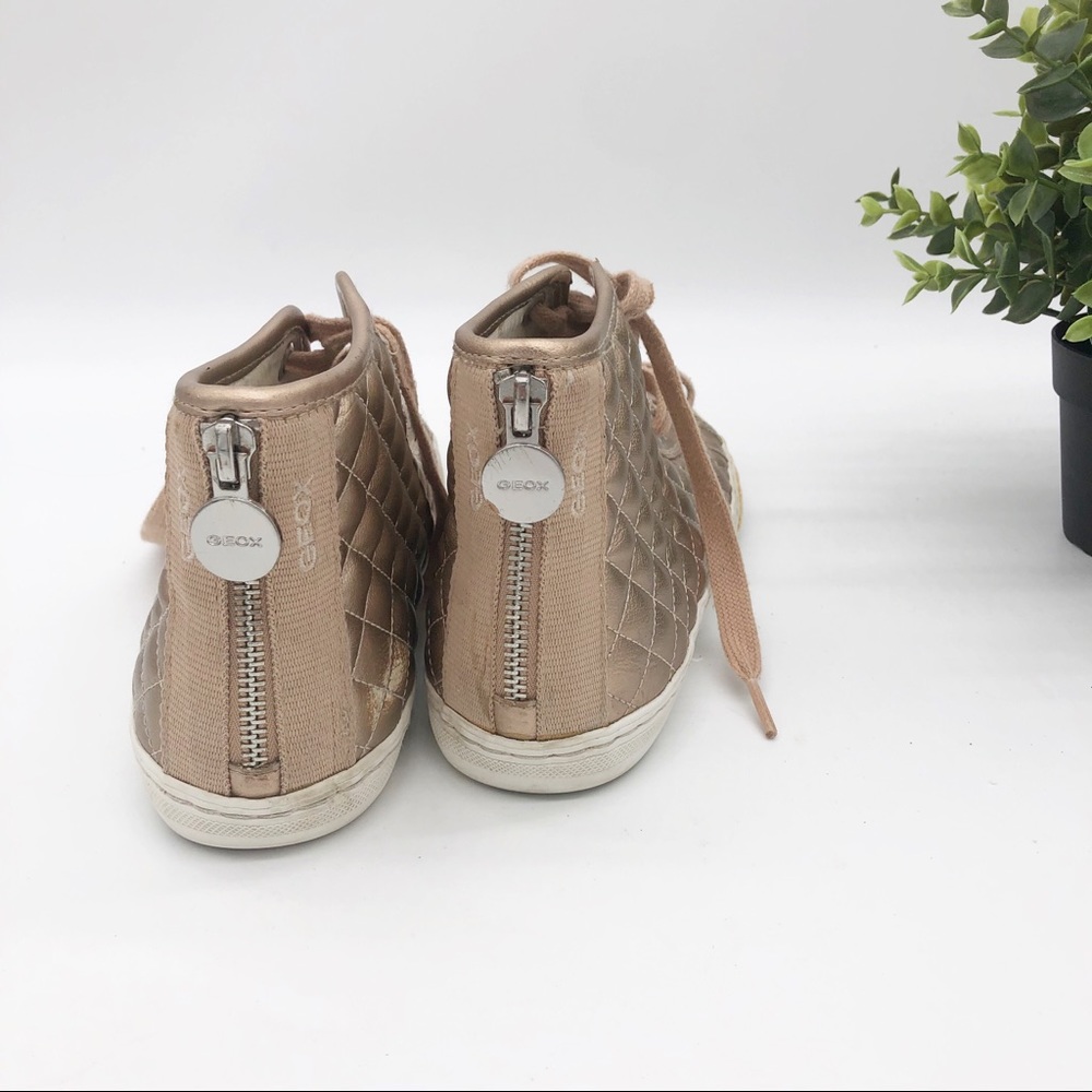 GEOX New Club Quilted High Top Sneakers Rose Gold - Picture 3 of 14